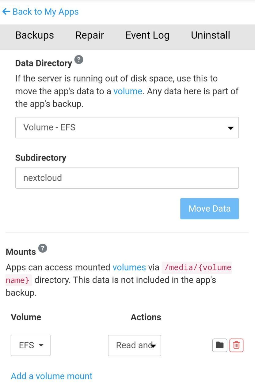 Screenshot Storage of Nextcloud App